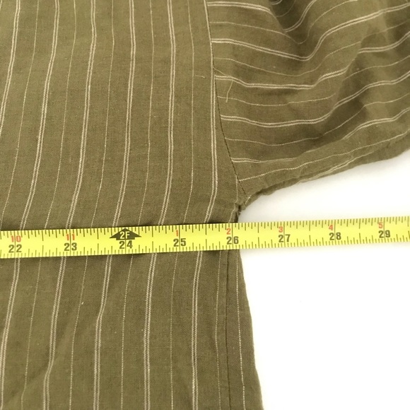 Free People | Boardwalk Lace Popover Linen Top Womens M Green Long Sleeves - Picture 8 of 11